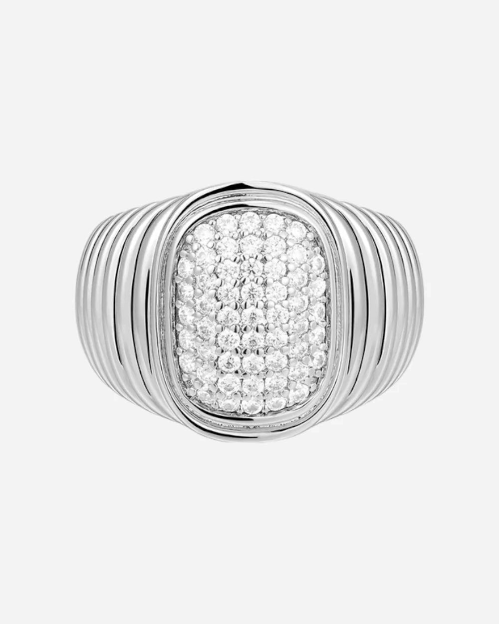 Luv AJ The Pave Oval Bezel Ring in Silver