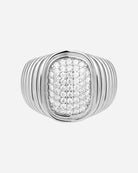 Luv AJ The Pave Oval Bezel Ring in Silver