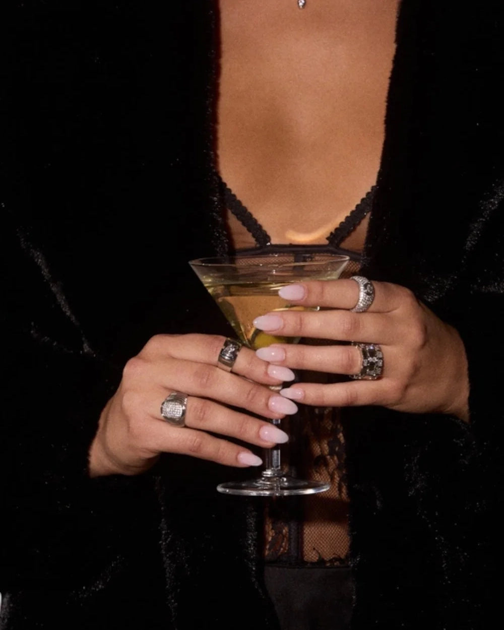 Luv AJ The Pave Oval Bezel Ring in Silver