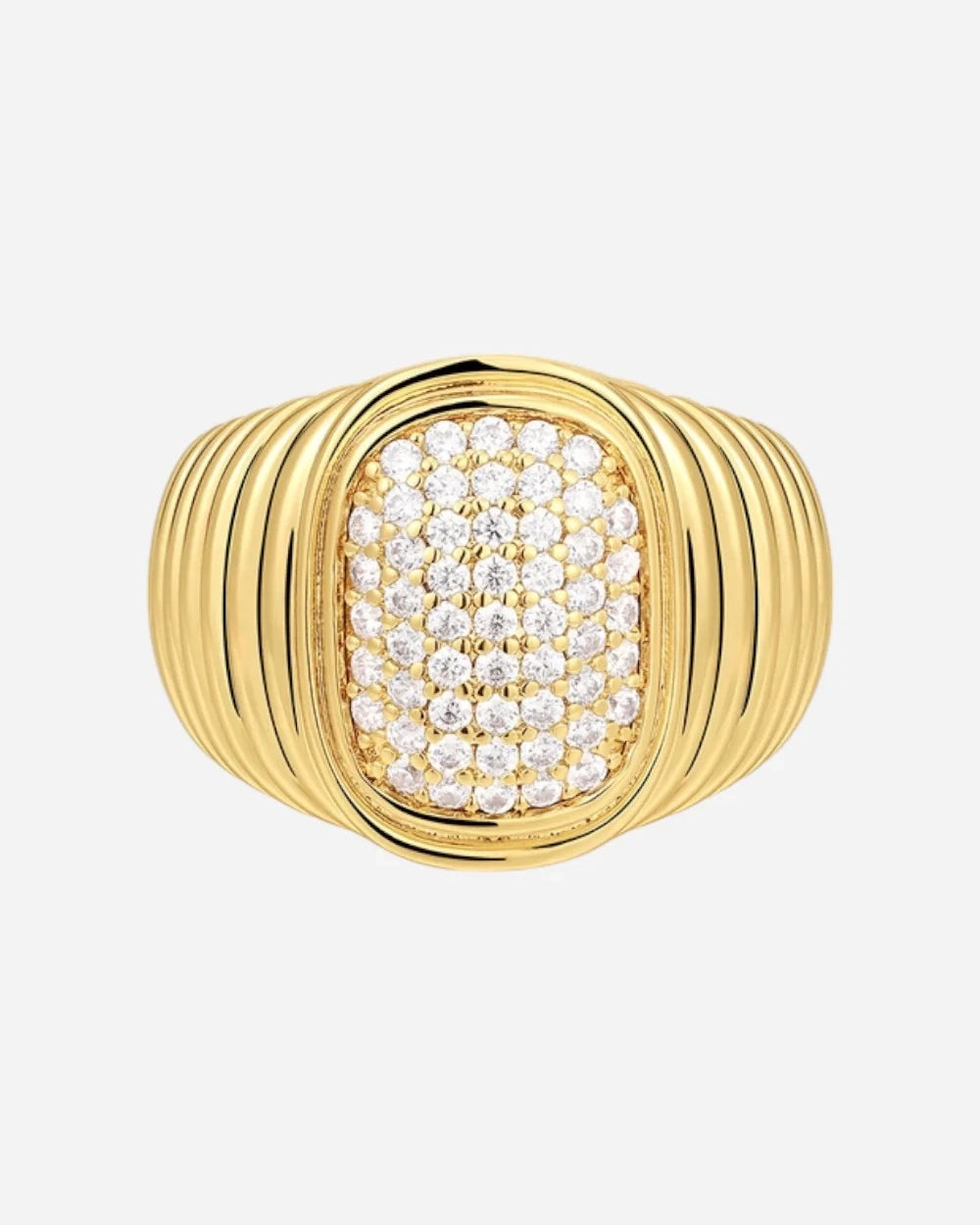 Luv AJ The Pave Oval Bezel Ring in Gold