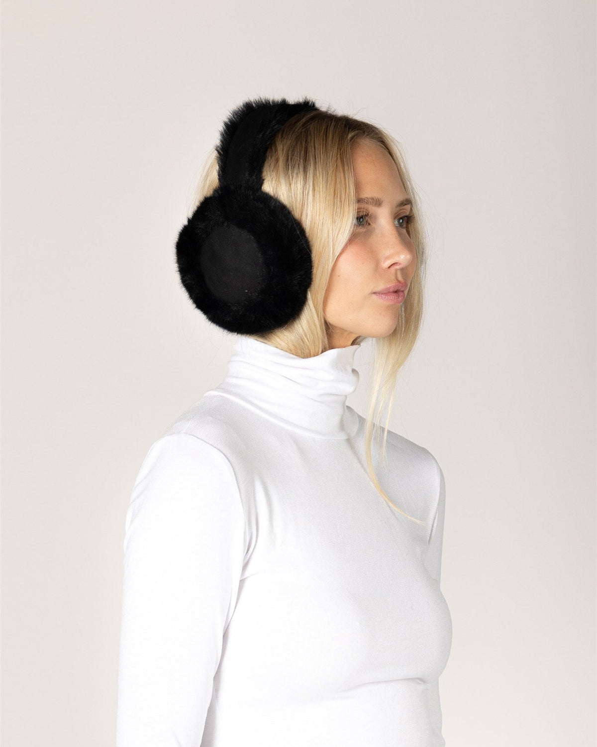 faux fur fuzzy beige earmuffs