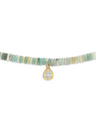Necklace with multicolored amazonite beads and a gold pendant 