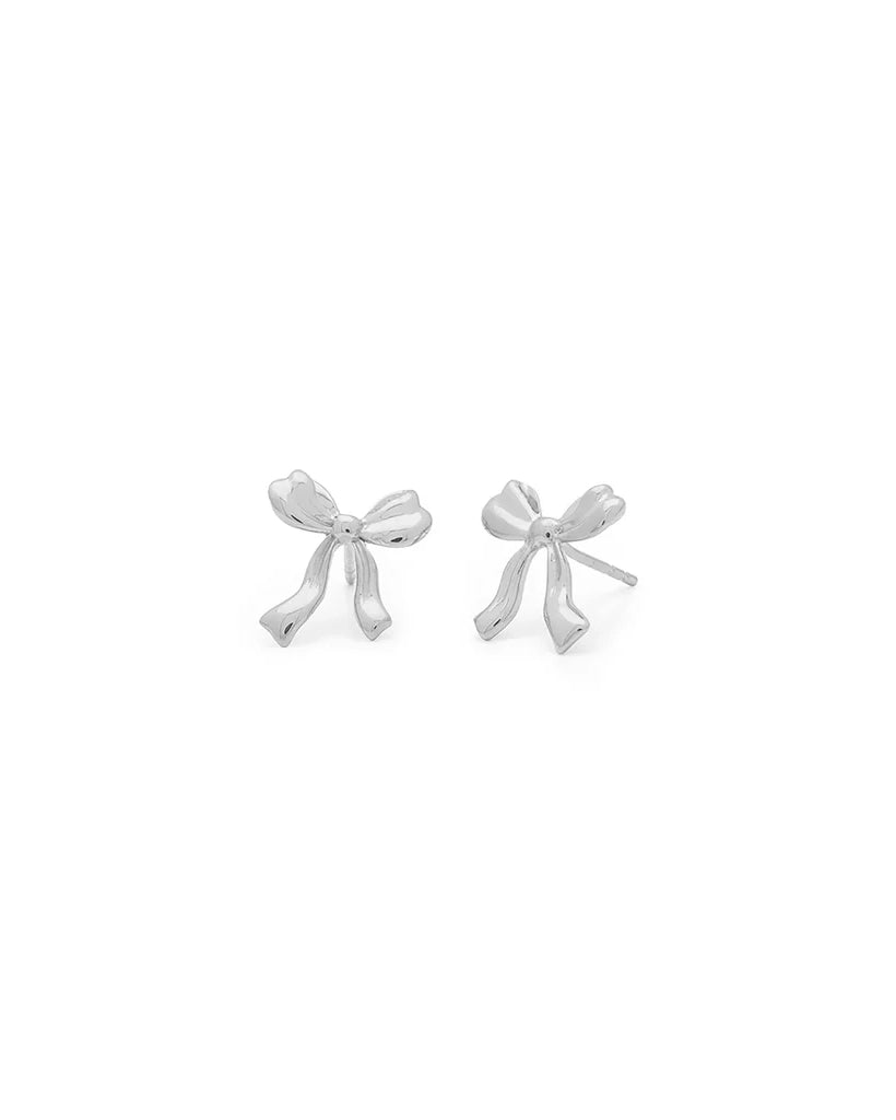 Leah Alexander Bow Petite Earrings in Silver