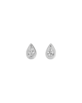 a teardrop shaped crystal earring with silver by brand Lili Claspe