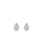 a teardrop shaped crystal earring with silver by brand Lili Claspe
