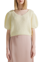 yellow knit sweater short sleeve top