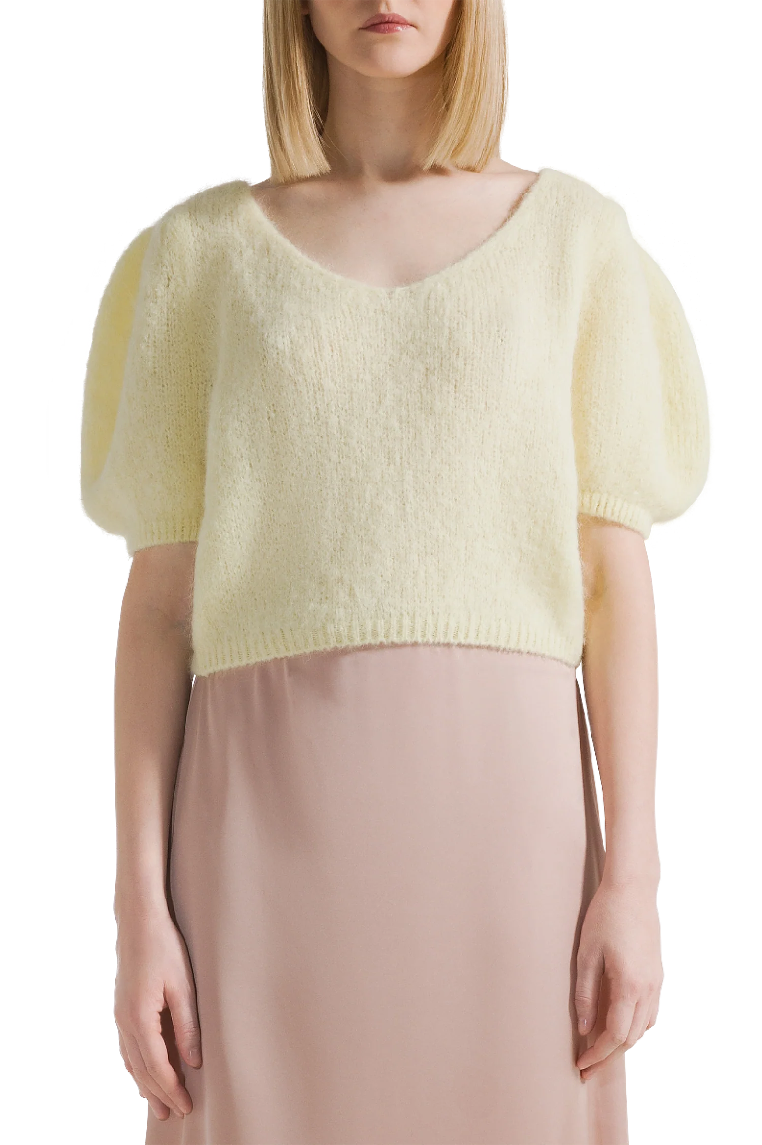 yellow knit sweater short sleeve top
