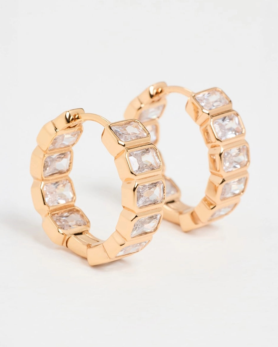 Luv AJ Bianca Bezel Hoops in Gold