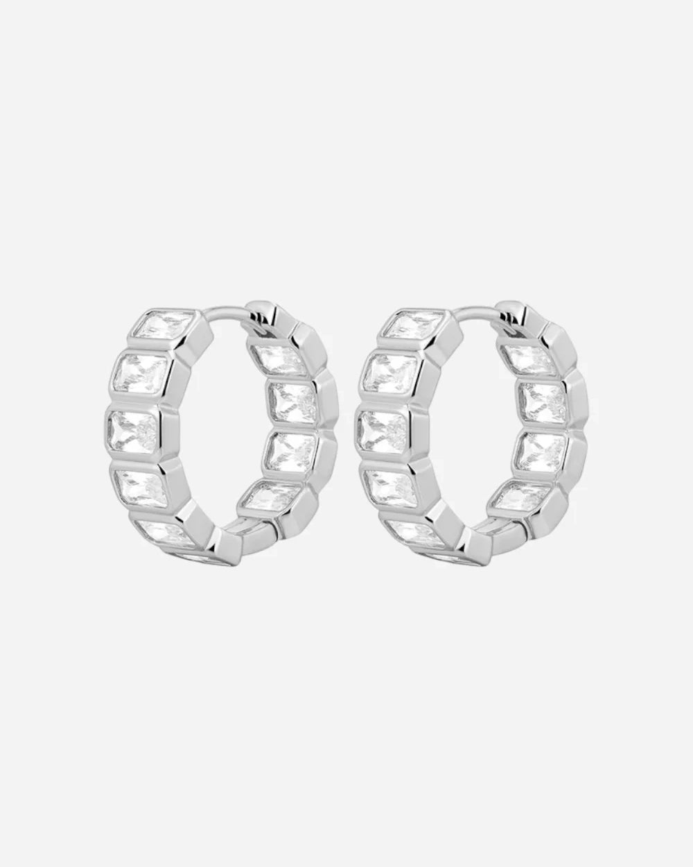 Luv AJ Bianca Bezel Hoops in Silver