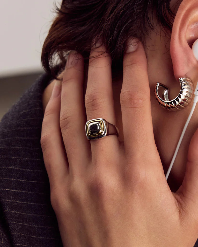 Luv AJ Dalia Tw Tone Ring Silver