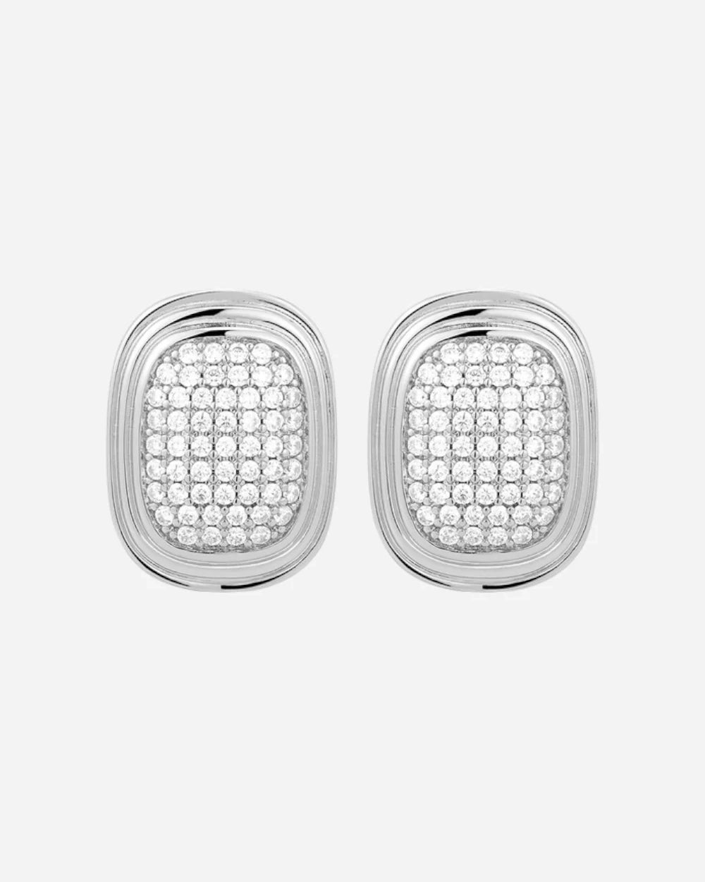 Luv AJ Pave Oval Statement Studs Silver