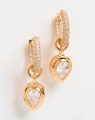 Luv AJ Pear Double Bezel Charm Huggie Earrings Gold