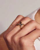 Luv AJ Two Tone Chain Ring Gold