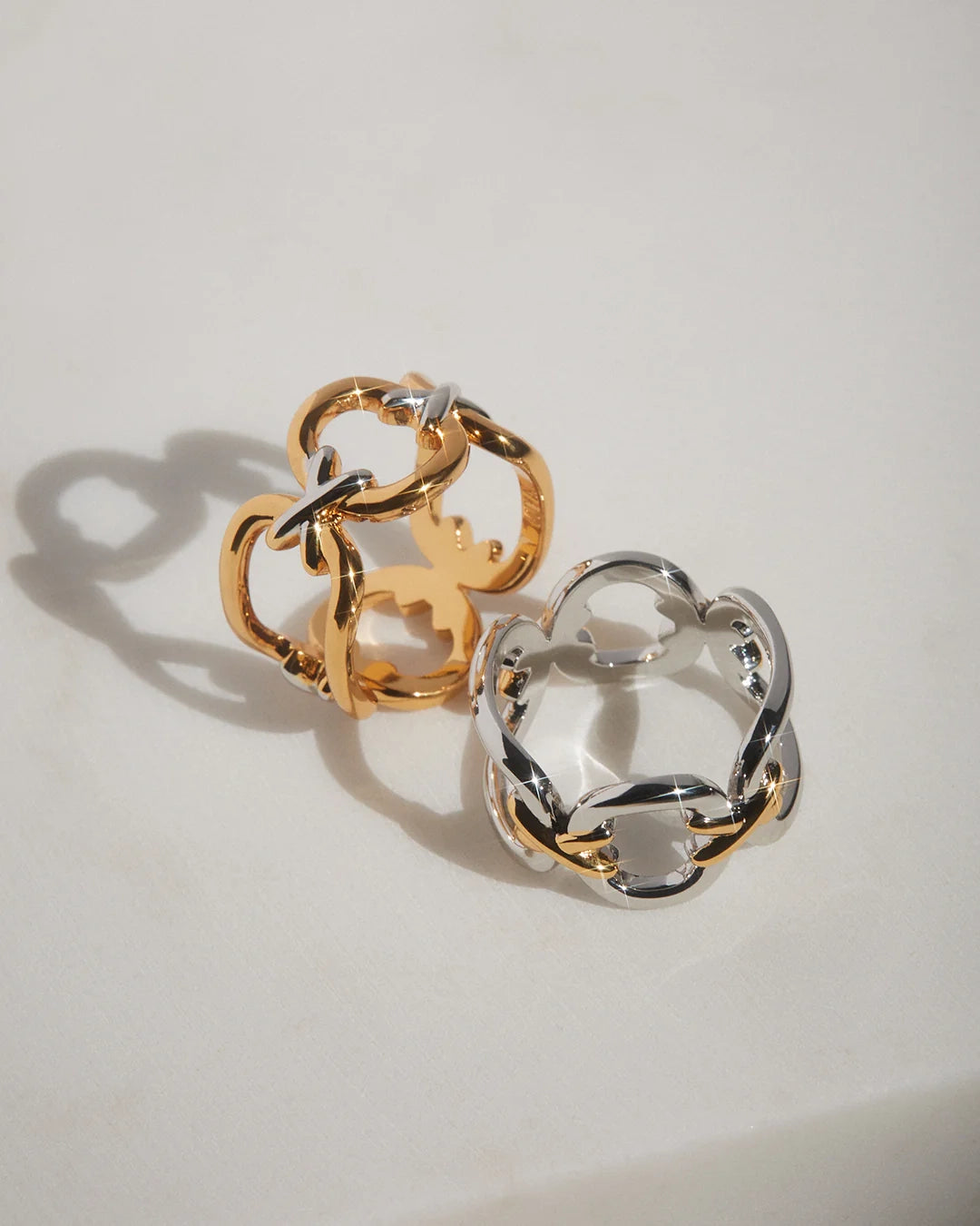 Luv AJ Two Tone Chain Ring Gold and Silver