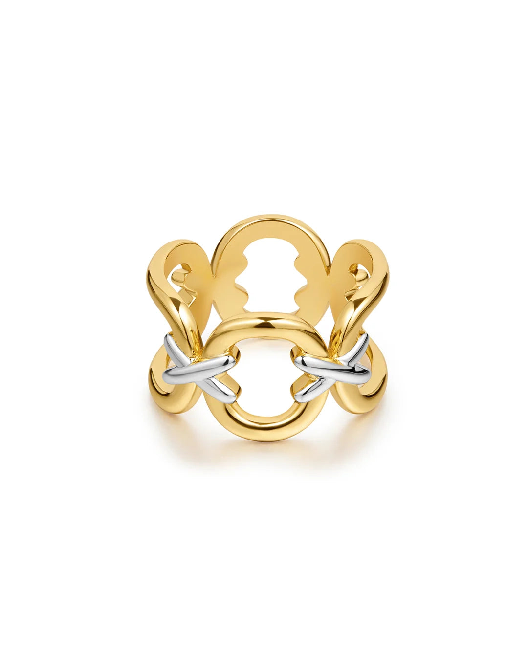Luv AJ Two Tone Chain Ring Gold