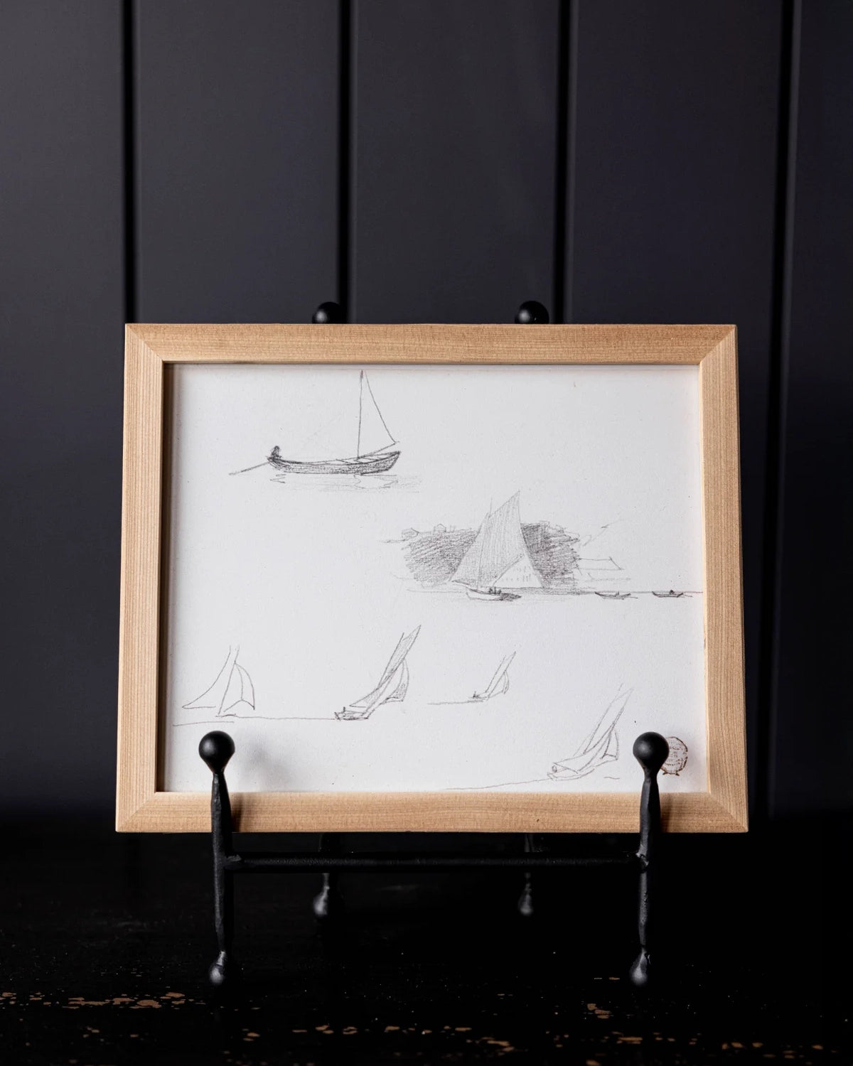 Luxe B Co Sailboat Blueprints Art in Pine Frame