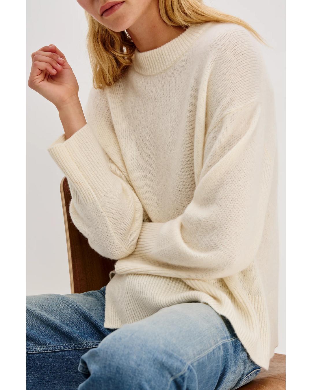 ivory cashmere long sleeve sweater