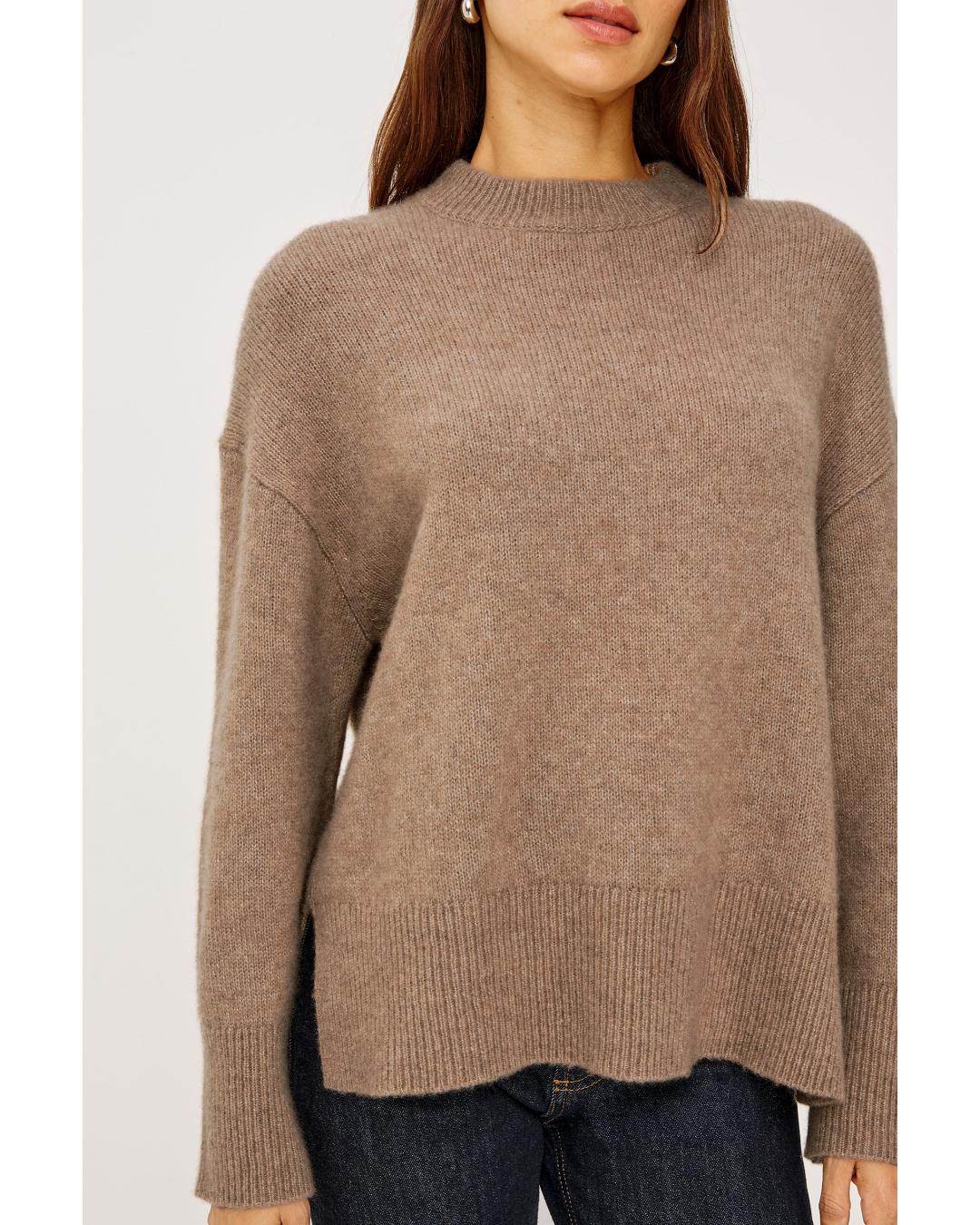 brown cashmere long sleeve sweater