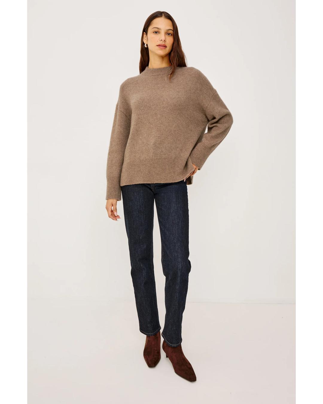 brown cashmere long sleeve sweater