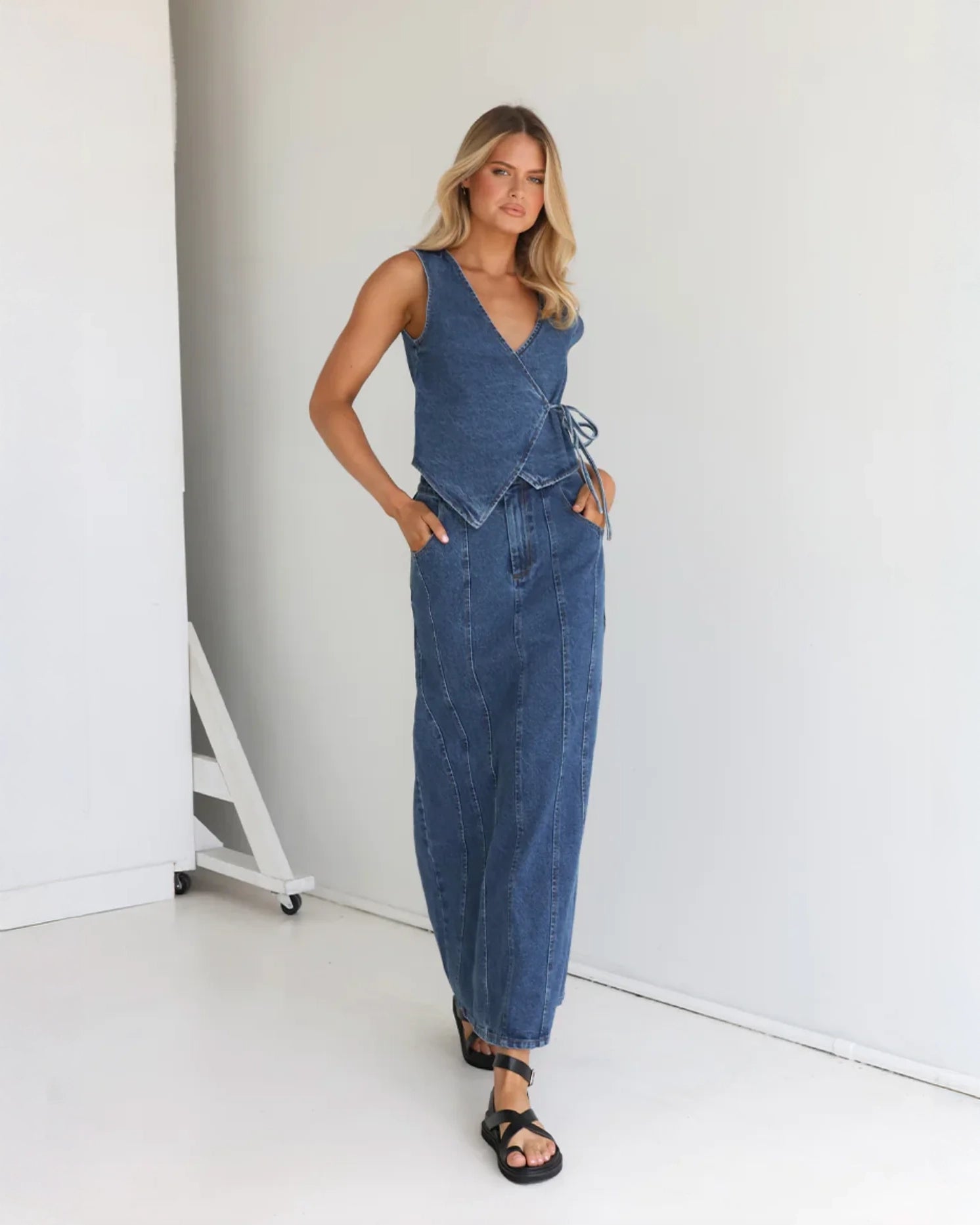 Madison the Label Carissa Denim Maxi Skirt