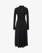 long sleeve black dress with buttons and collar 