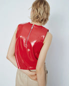 Melissa Nepton Blanca Faux Leather Top in Red