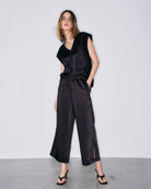 Melissa Nepton Miles Black Satin Pants