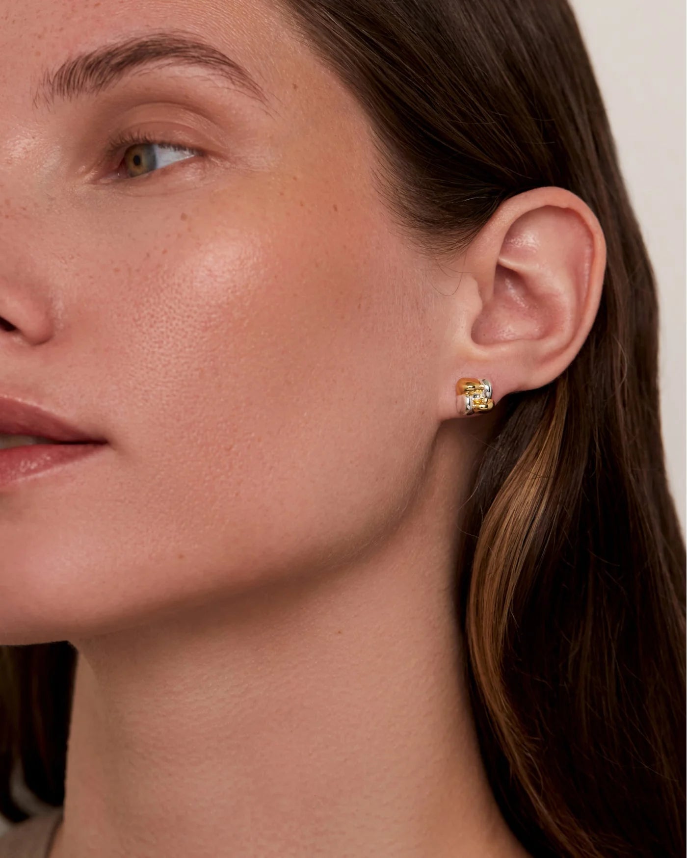 two tone woven small earrings