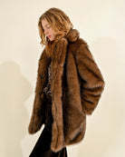 Molly Bracken Faux Fur Coat in Brown