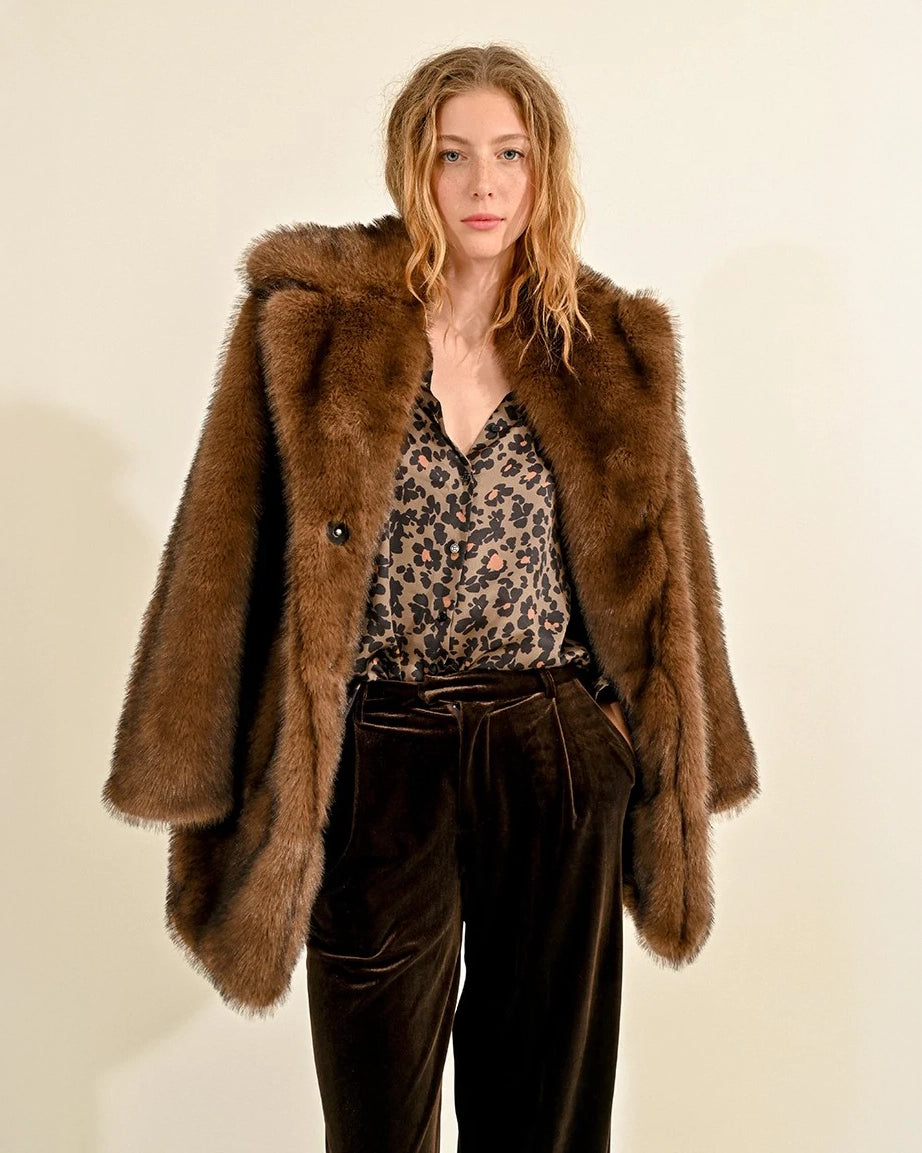 Molly Bracken Faux Fur Coat in Brown