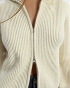 Molly Bracken Zip Neck Cardigan in Cream