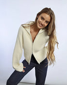 Molly Bracken Zip Neck Cardigan in Cream