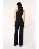 high rise wide leg black denim pants