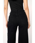 high rise wide leg black denim pants