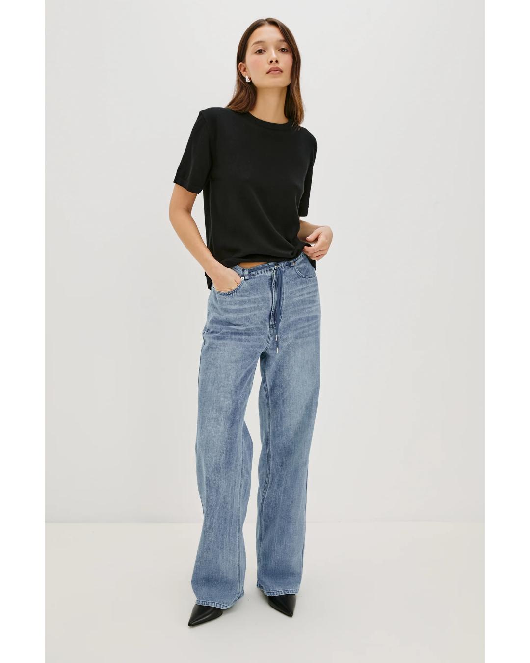 wide leg jeans with tie at the front