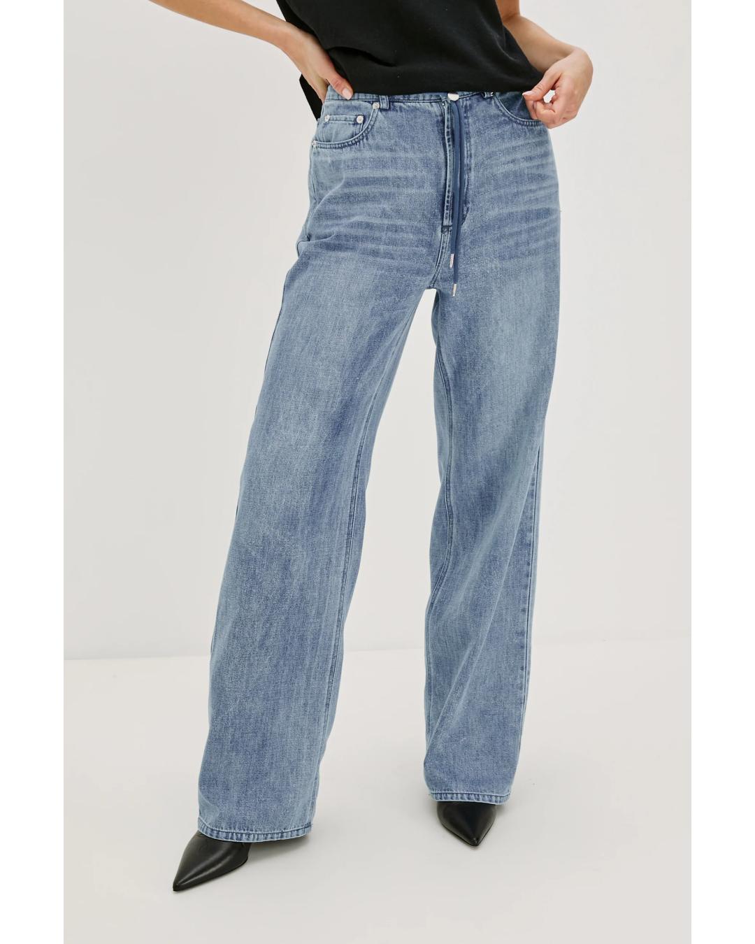 wide leg jeans with tie at the front