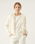 Naif Berthe Cotton and Cashmere Cardigan in Ivory