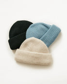 Naif Eliana Beanie Hat in Black, Blue and Ivory