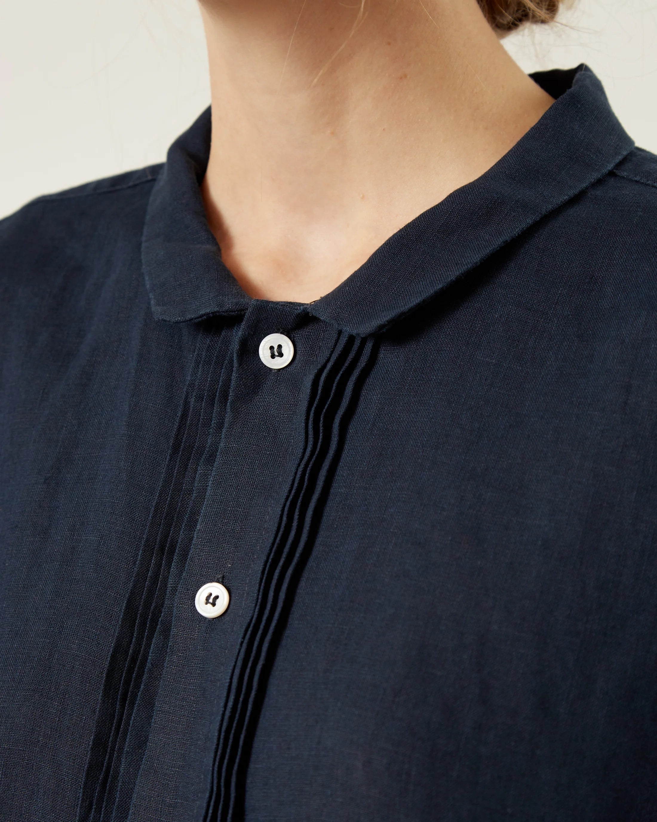 Naif Noor Linen Shirt in Navy