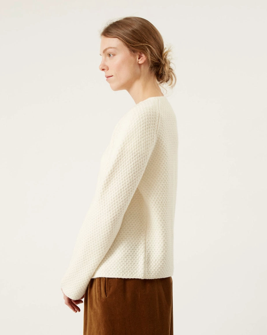 Naif Wool Risette Cardigan in Ivory