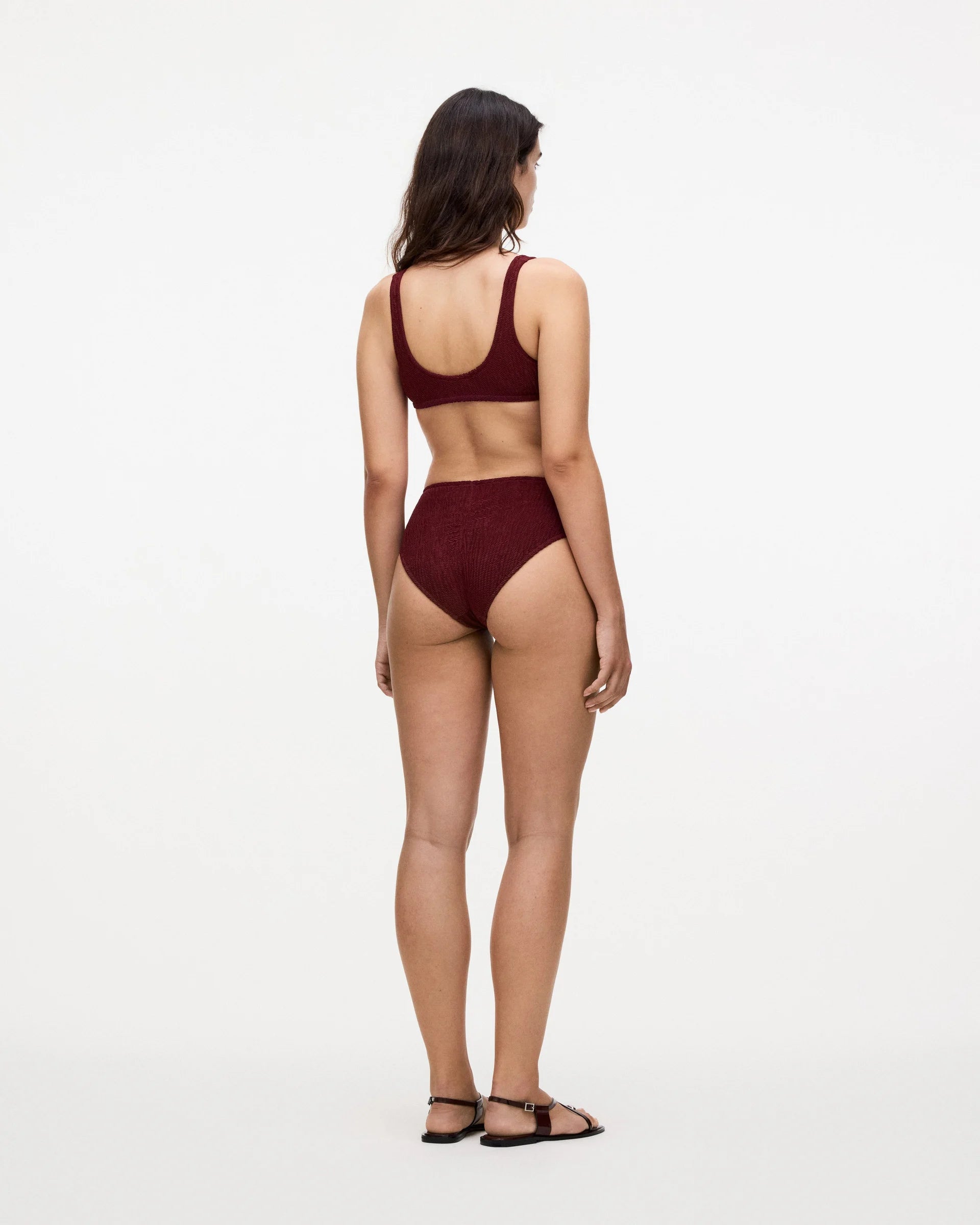 Textured Burgundy Bikini Top and Bottoms with wide straps by OAS