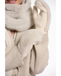 cream fur gloves