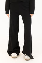 black knit wide leg pant