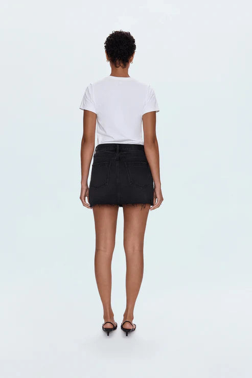 black denim mini skirt