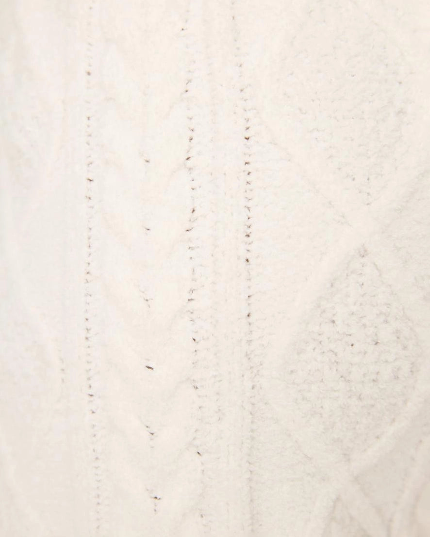 close up of white cable knit chenille loungewear shorts by PJ Salvage