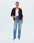 a woman wearing high rise straight jeans from Pistola