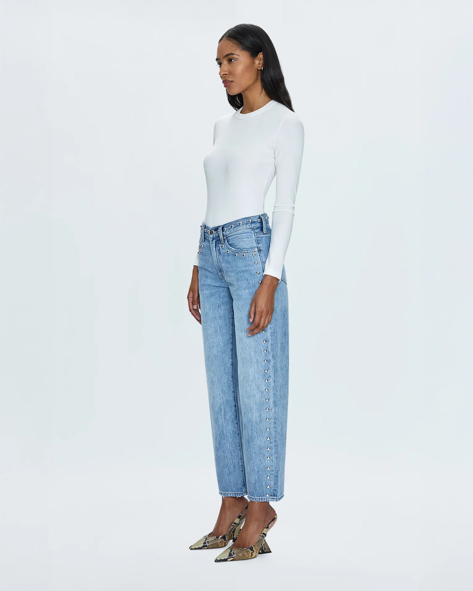 Pistola Lexi Mid Rise Bowed Straight Pant