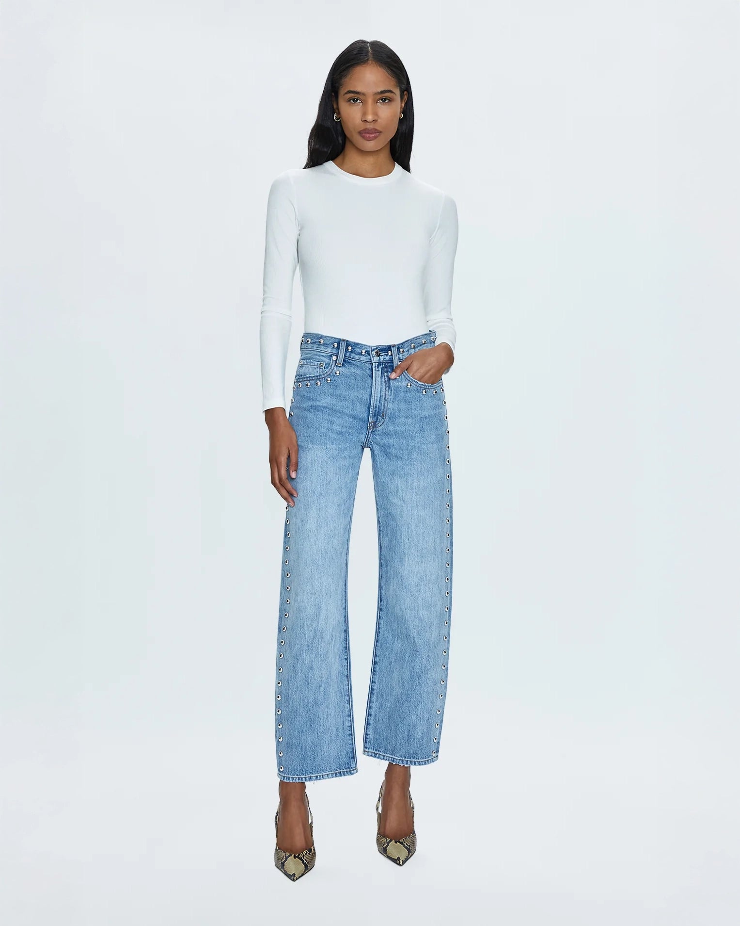 Pistola Lexi Mid Rise Bowed Straight Pant