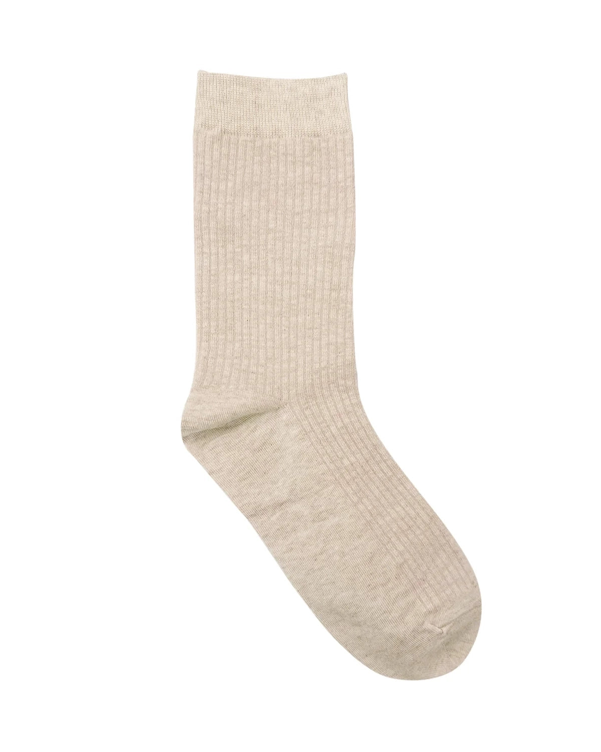 Pleat Crew Cotton Socks in Cream