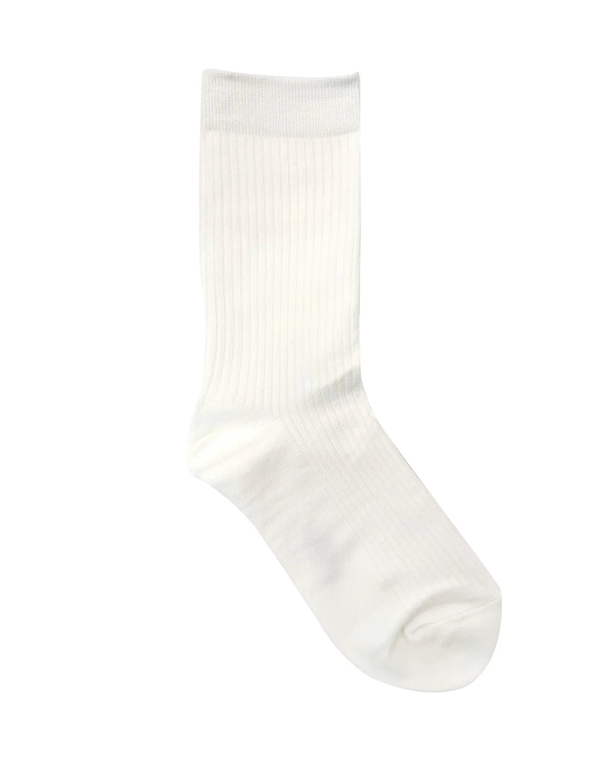Pleat Crew Cotton Socks in White